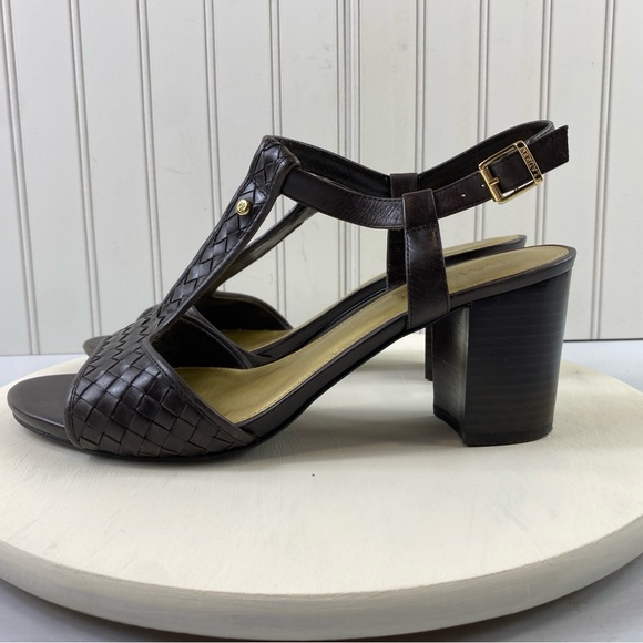 Ralph Lauren Elegant Dark Brown Woven 3” Heel Sandals‎ Sz 10 - Picture 4 of 12